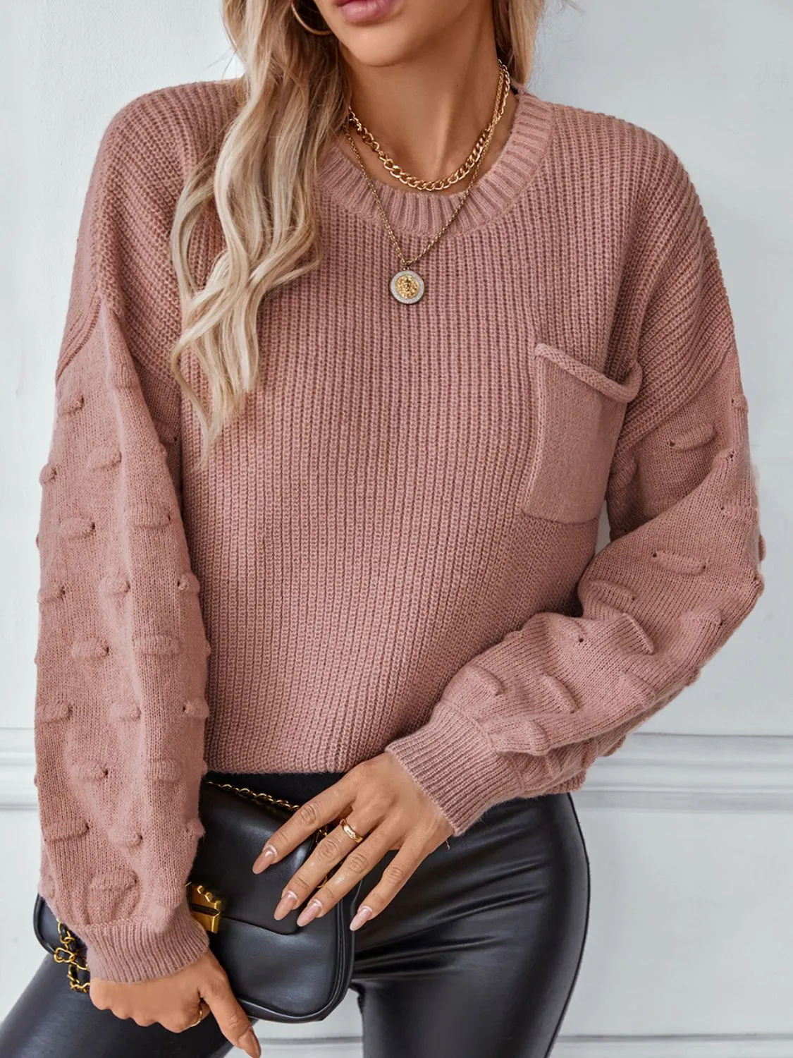 Round Neck Drop Shoulder Sweater sold by Charming Charlie