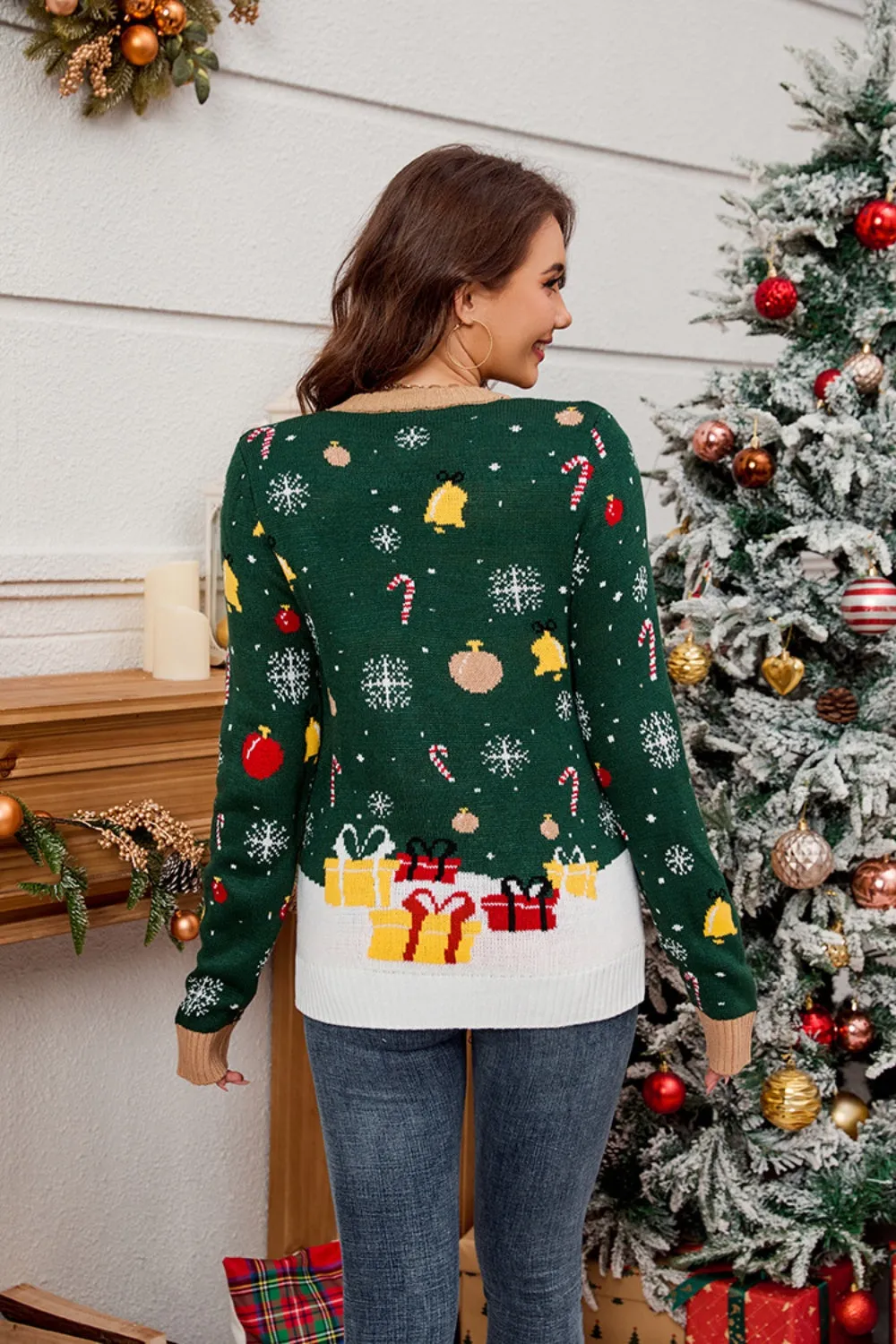 Santa Round Neck Long Sleeve Sweater sold by Charming Charlie product image thumbnail 2