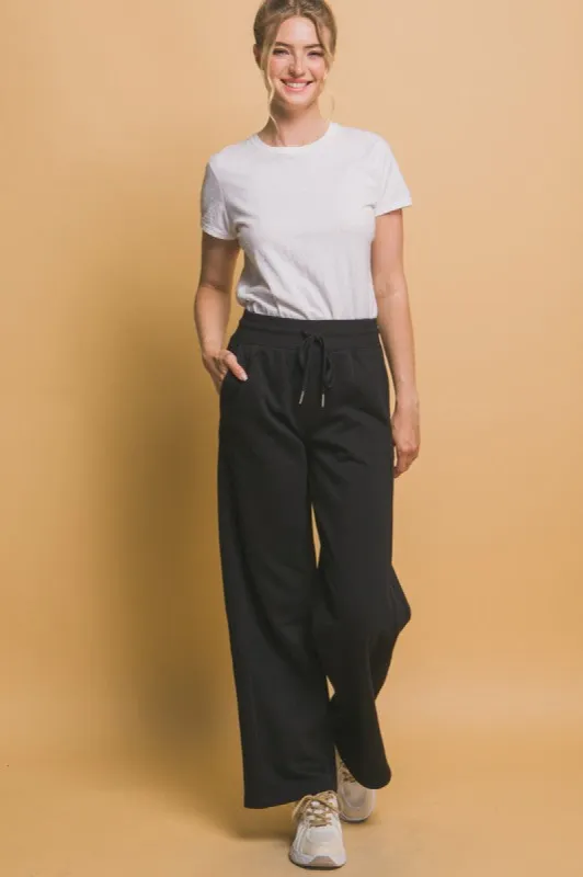 Love Tree Drawstring Wide Leg Sweatpants with Pockets sold by Charming Charlie