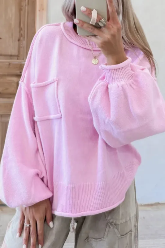 Roll Hem Ribbed Detail Drop Shoulder Sweater sold by Charming Charlie