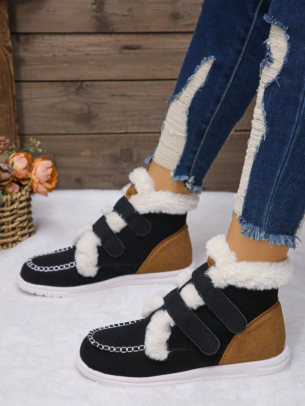 Faux Fur Round Toe Flat Boots sold by Charming Charlie product image thumbnail 3