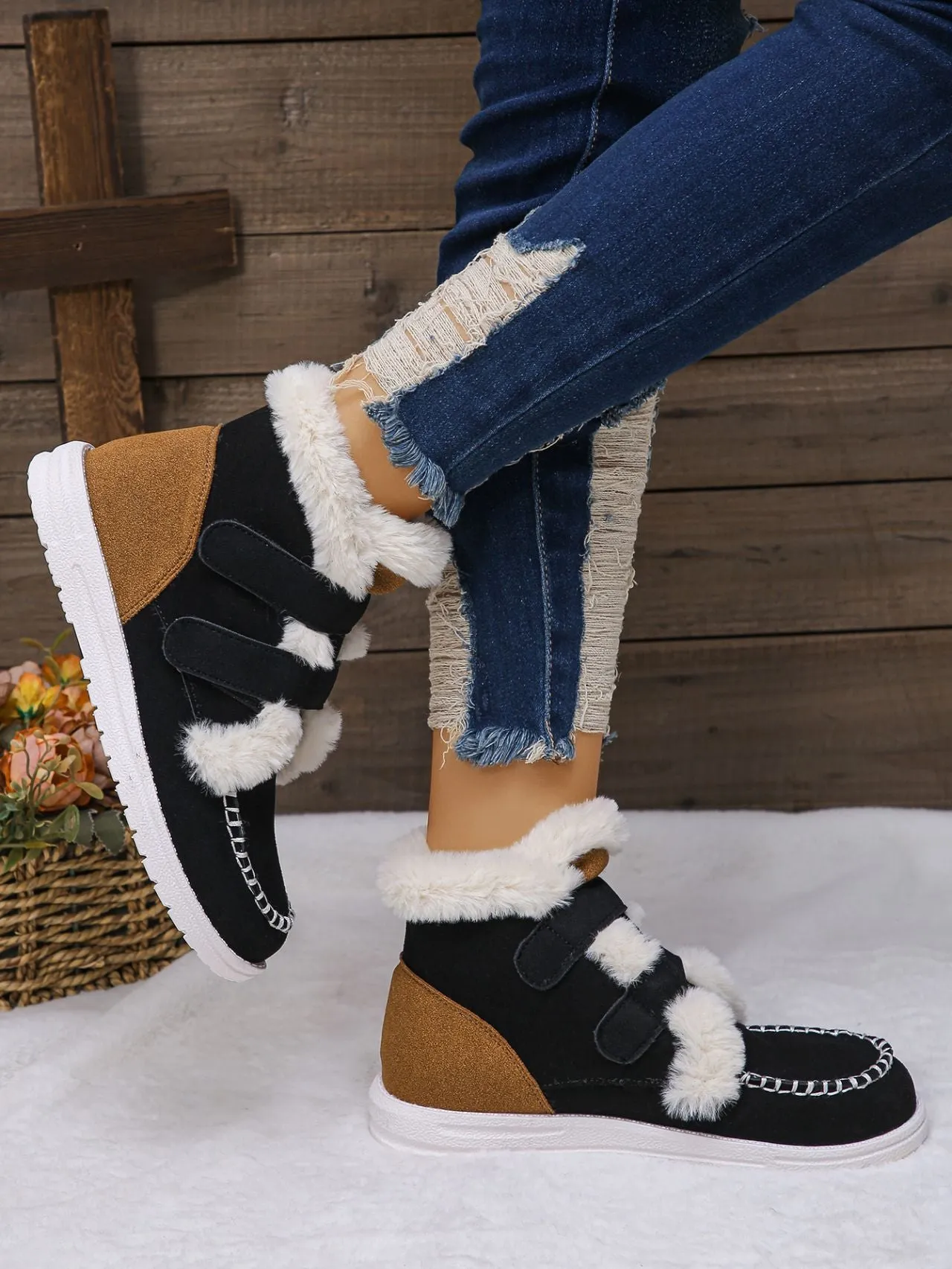 Faux Fur Round Toe Flat Boots sold by Charming Charlie product image thumbnail 4
