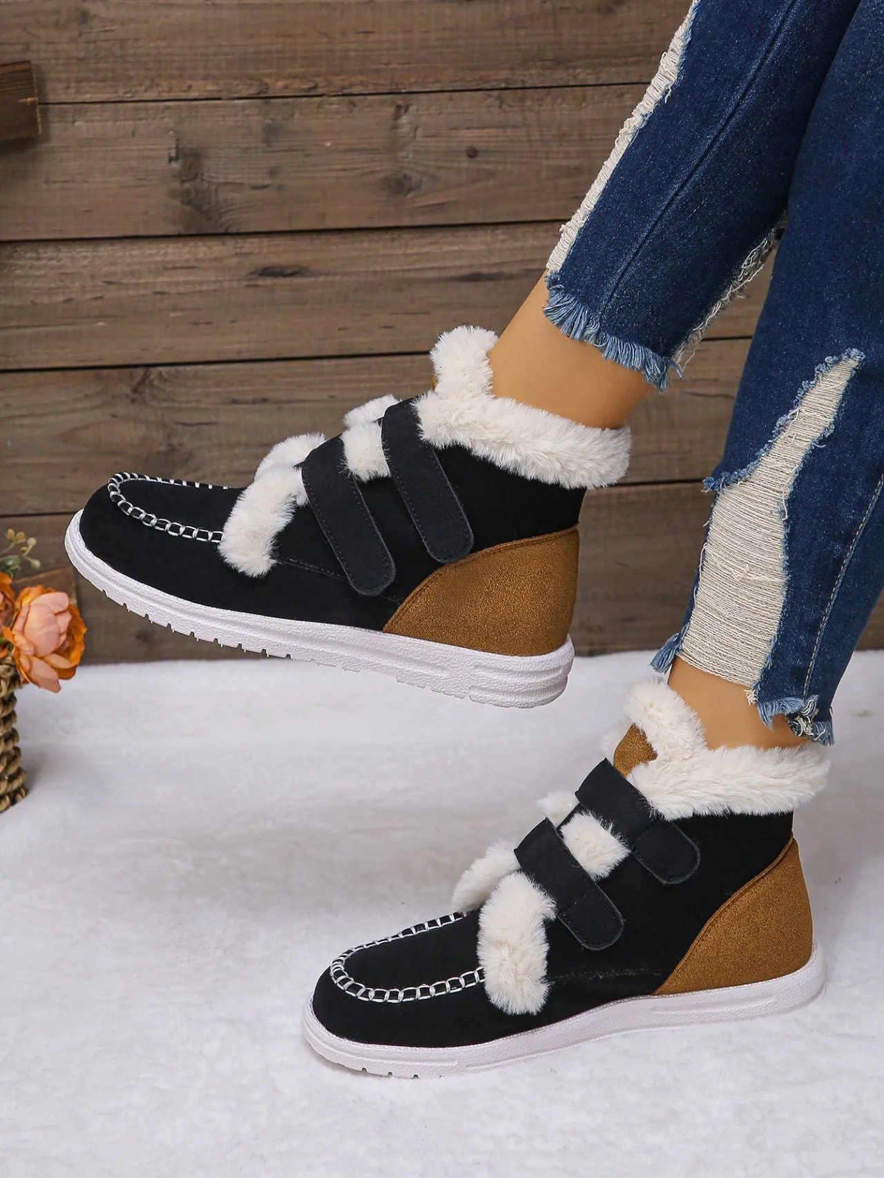 Faux Fur Round Toe Flat Boots sold by Charming Charlie product image thumbnail 2