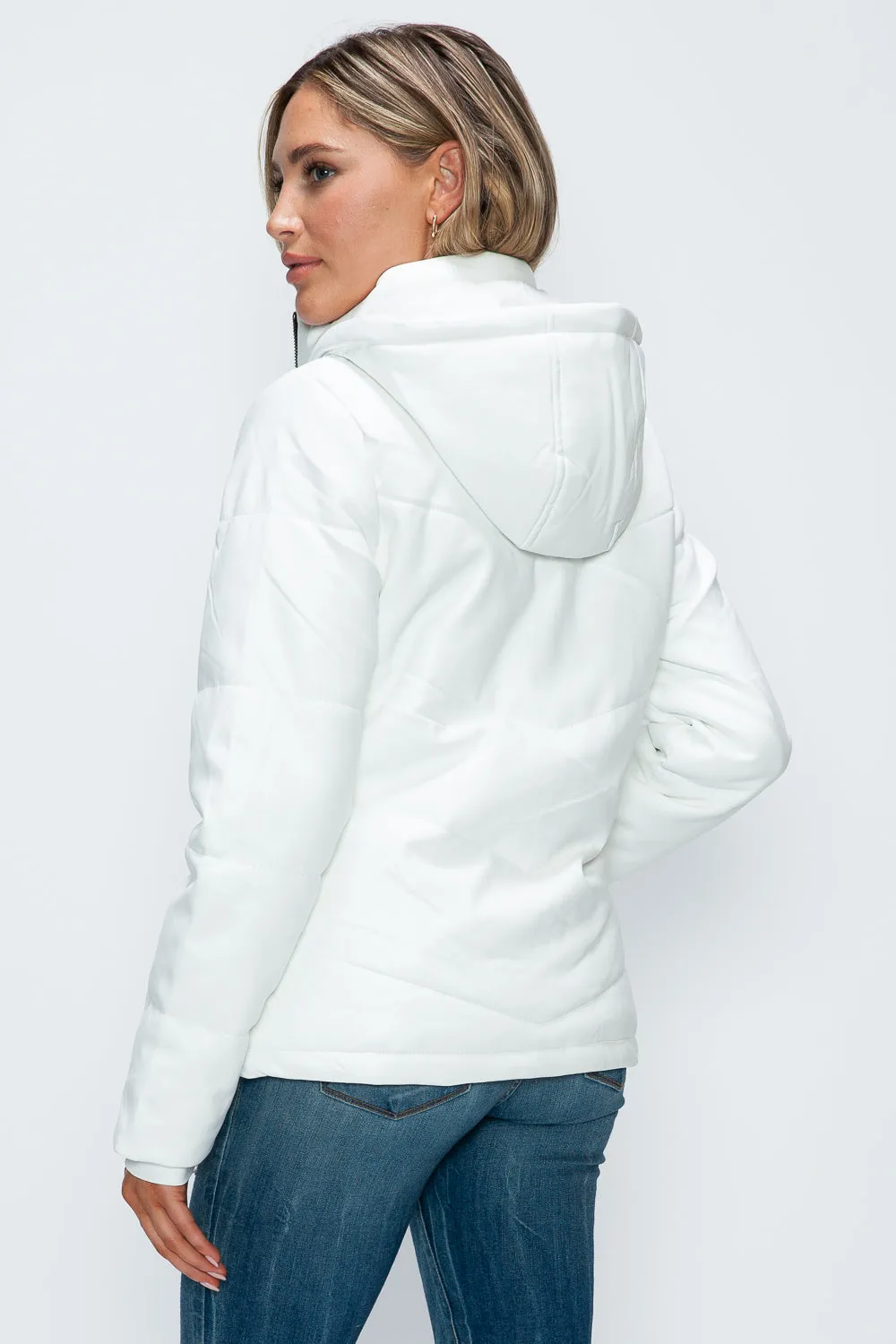 How Dare U Pocketed Zip Up Puffer Jacket with Removable Hood sold by Charming Charlie product image thumbnail 3