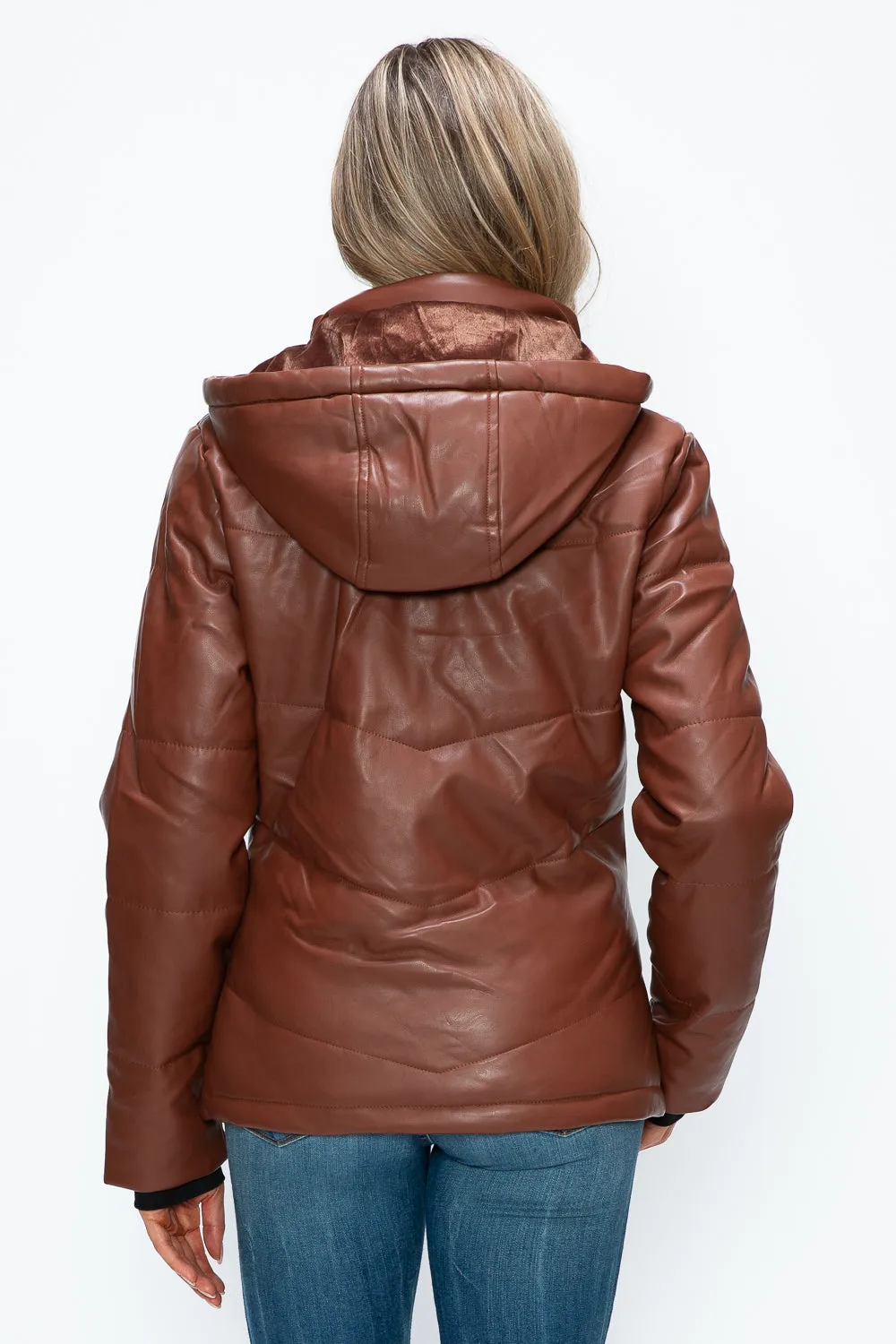How Dare U Pocketed Zip Up Puffer Jacket with Removable Hood sold by Charming Charlie product image thumbnail 2