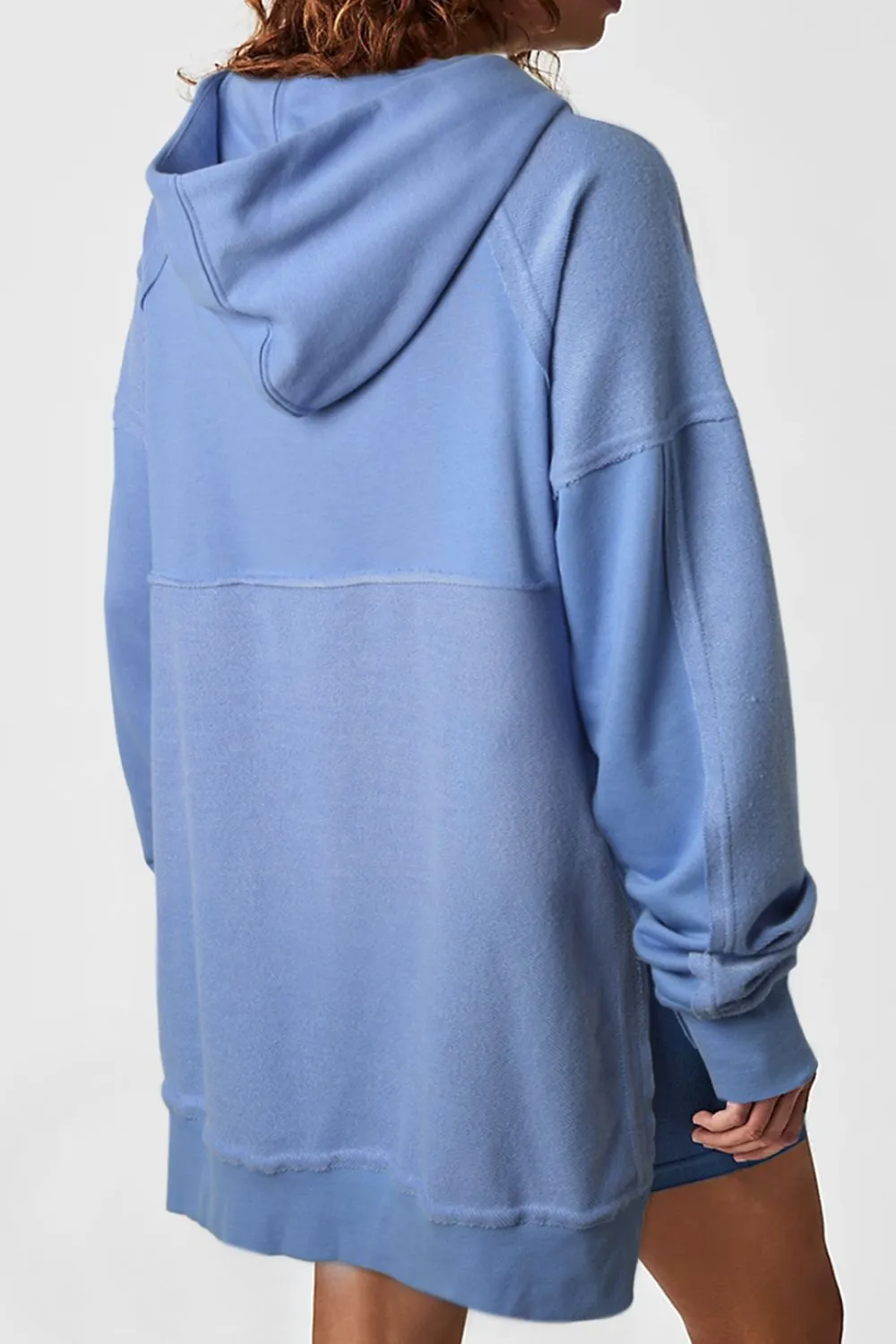 Exposed Seam Kangaroo Pocket Long Sleeve Hoodie sold by Charming Charlie product image thumbnail 2