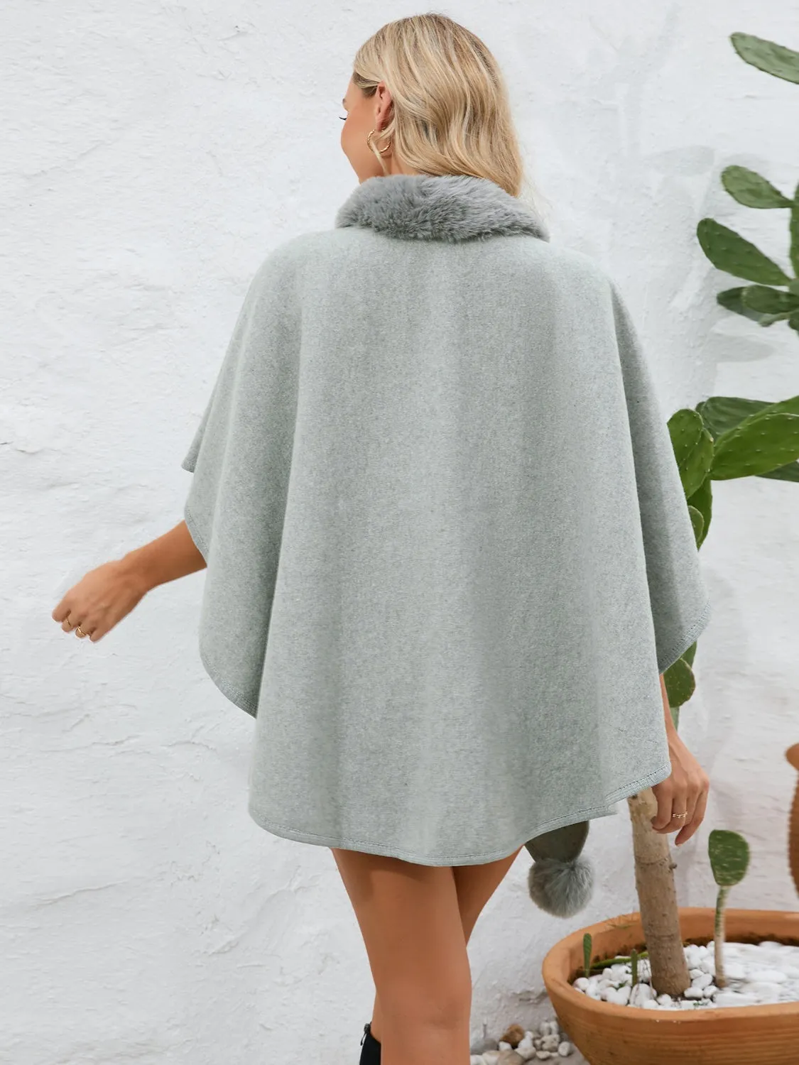 Fuzzy Trim Open Front Poncho sold by Charming Charlie product image thumbnail 2