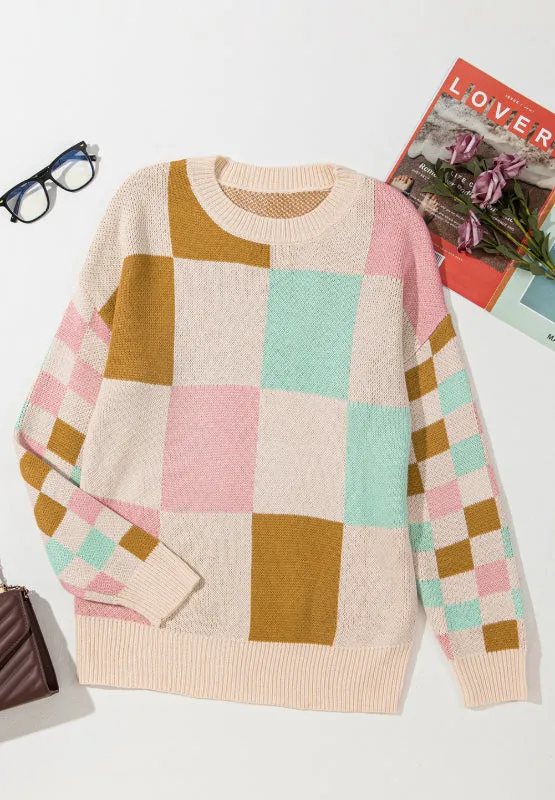 Checkered Round Neck Drop Shoulder Sweater sold by Charming Charlie product image thumbnail 5