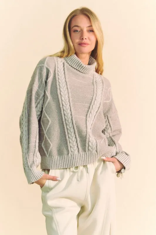 Davi & Dani Cable-Knit Turtleneck Dropped Shoulder Sweater sold by Charming Charlie