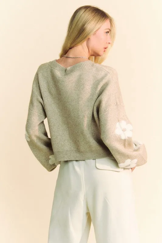 Davi & Dani Floral Drop Shoulder Cropped Sweater sold by Charming Charlie product image thumbnail 2