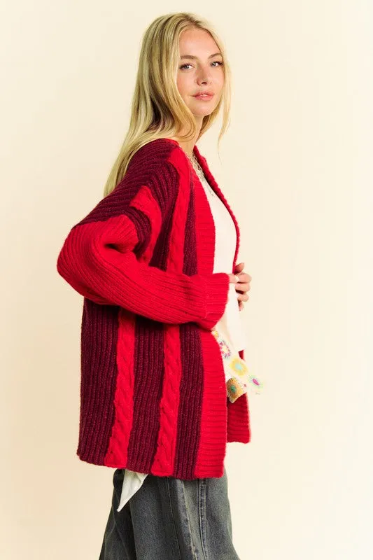 Davi & Dani Cable-Knit Color Block Open Front Cardigan sold by Charming Charlie product image thumbnail 3