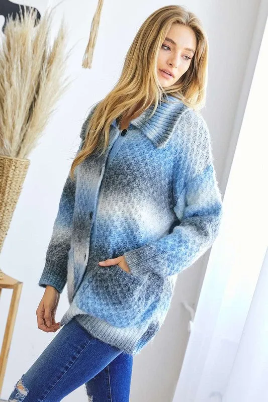 Davi & Dani Contrast Collared Neck Button Up Cardigan with Pockets sold by Charming Charlie product image thumbnail 4