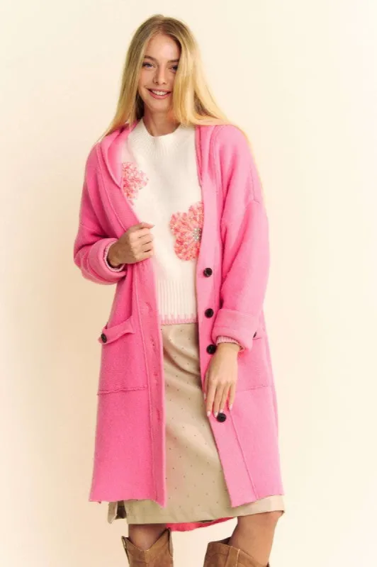 Davi & Dani Side Slit Button Up Hooded Cardigan sold by Charming Charlie
