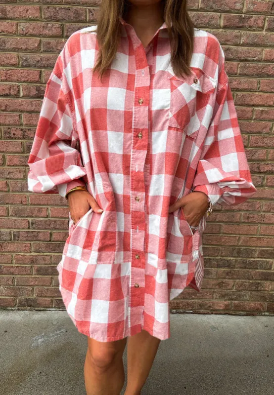 Plaid Collared Neck Long Sleeve Shirt Dress sold by Charming Charlie