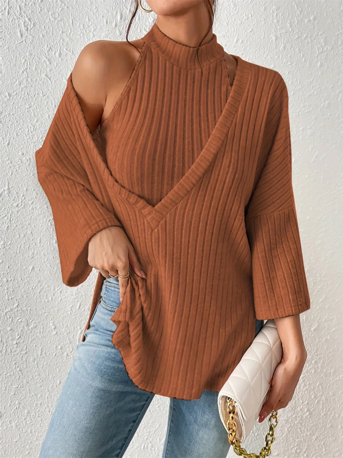 Grecian Neck Knit Vest and Drop Shoulder Top sold by Charming Charlie