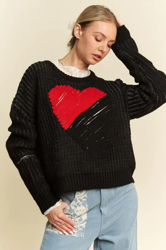 Davi & Dani Contrast Heart Dropped Shoulder Sweater sold by Charming Charlie product image thumbnail 4