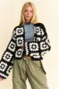 Davi & Dani Full Size Two Tone Flower Square Crochet Open Front Cardigan sold by Charming Charlie