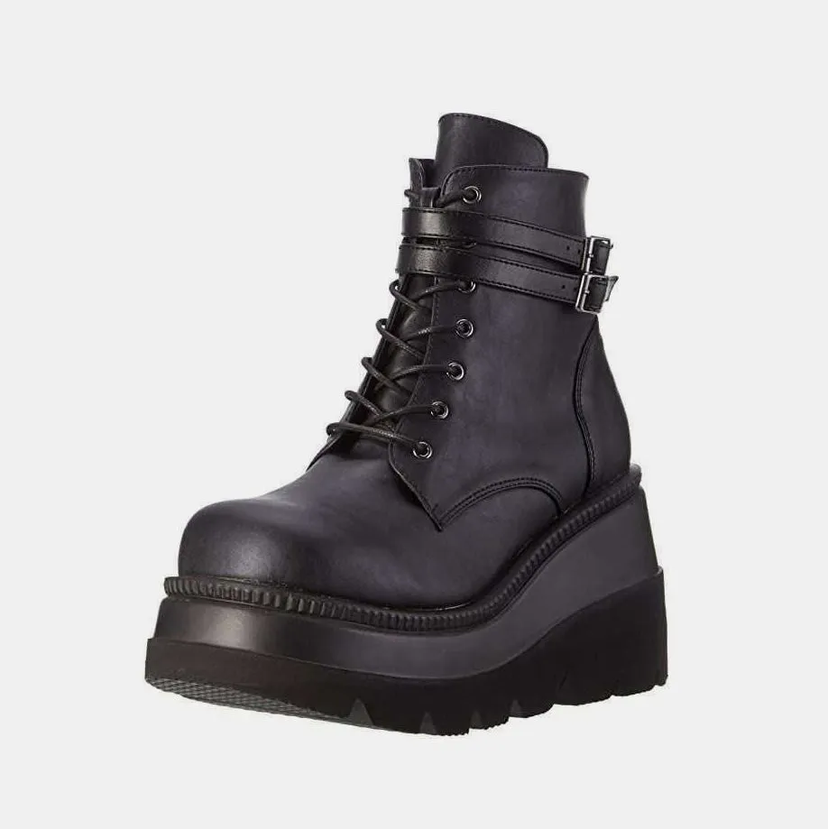 PU Leather Lace-Up Wedge Boots sold by Charming Charlie product image thumbnail 4