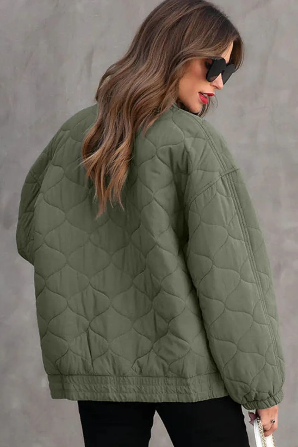 Zip Up Drop Shoulder Long Sleeve Puffer Jacket sold by Charming Charlie product image thumbnail 4