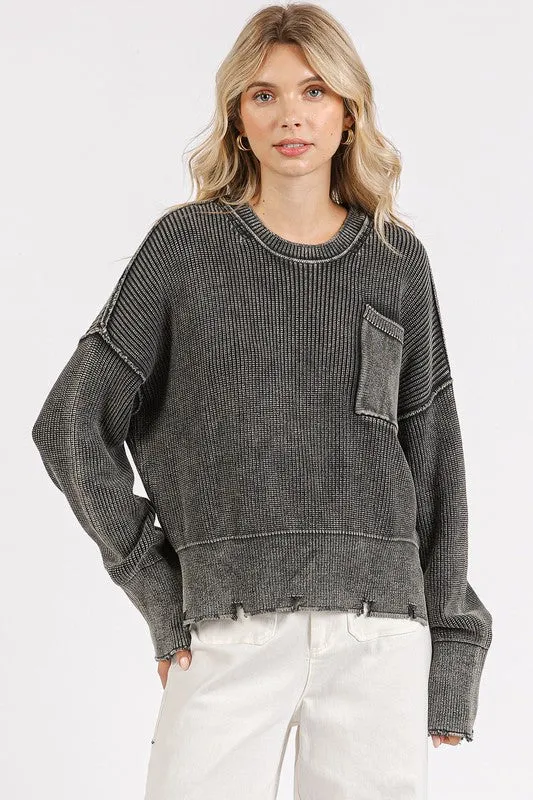 Mittoshop Distressed Hem Round Neck Dropped Shoulder Sweater sold by Charming Charlie product image thumbnail 4