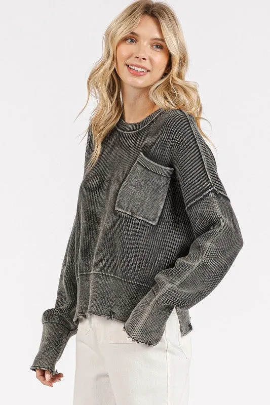 Mittoshop Distressed Hem Round Neck Dropped Shoulder Sweater sold by Charming Charlie product image thumbnail 3