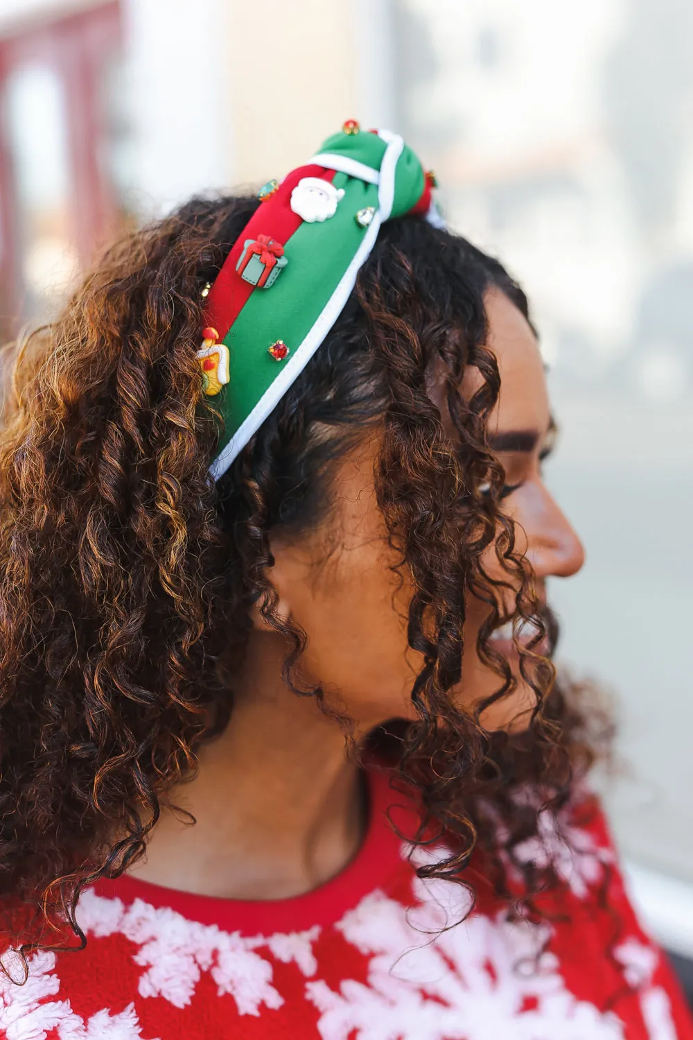 Santa Present Charms & Rhinestone Top Knot Holiday Headband sold by Charming Charlie product image thumbnail 5