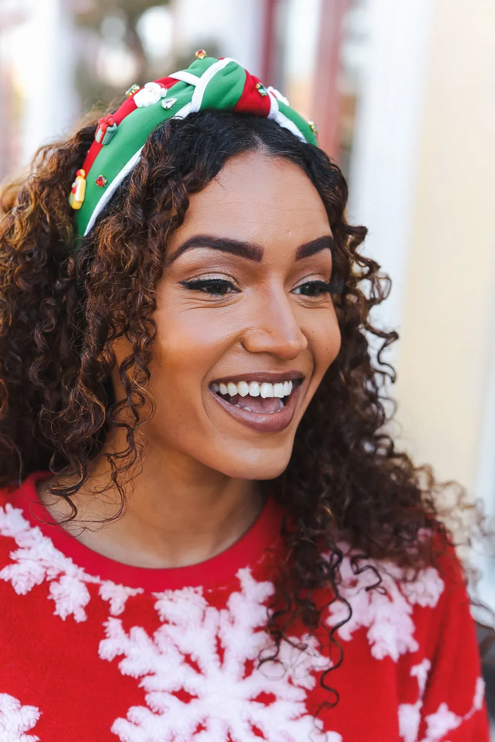 Santa Present Charms & Rhinestone Top Knot Holiday Headband sold by Charming Charlie product image thumbnail 3