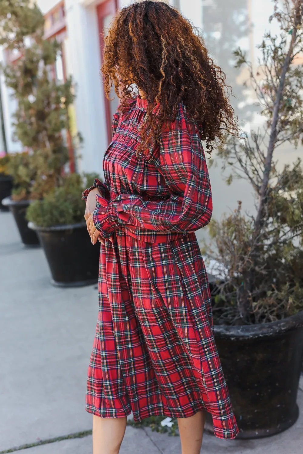 All I Want Hunter Red Plaid Check Woven Pocketed Dress sold by Charming Charlie product image thumbnail 3