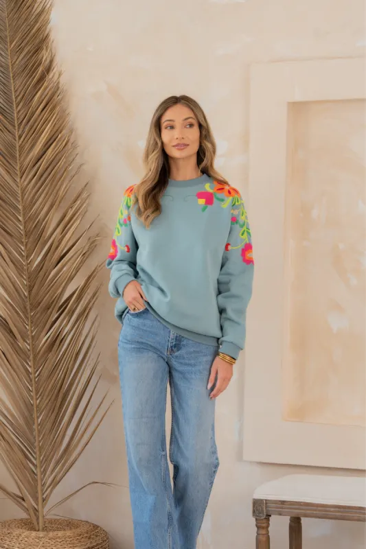 Floral Embroidered Sweatshirt sold by Charming Charlie