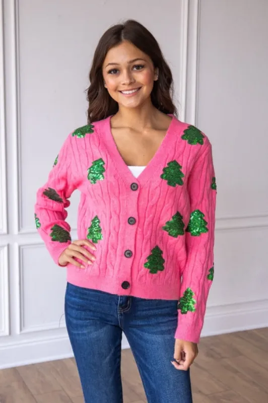 Sequin Trees Cardigan sold by Charming Charlie