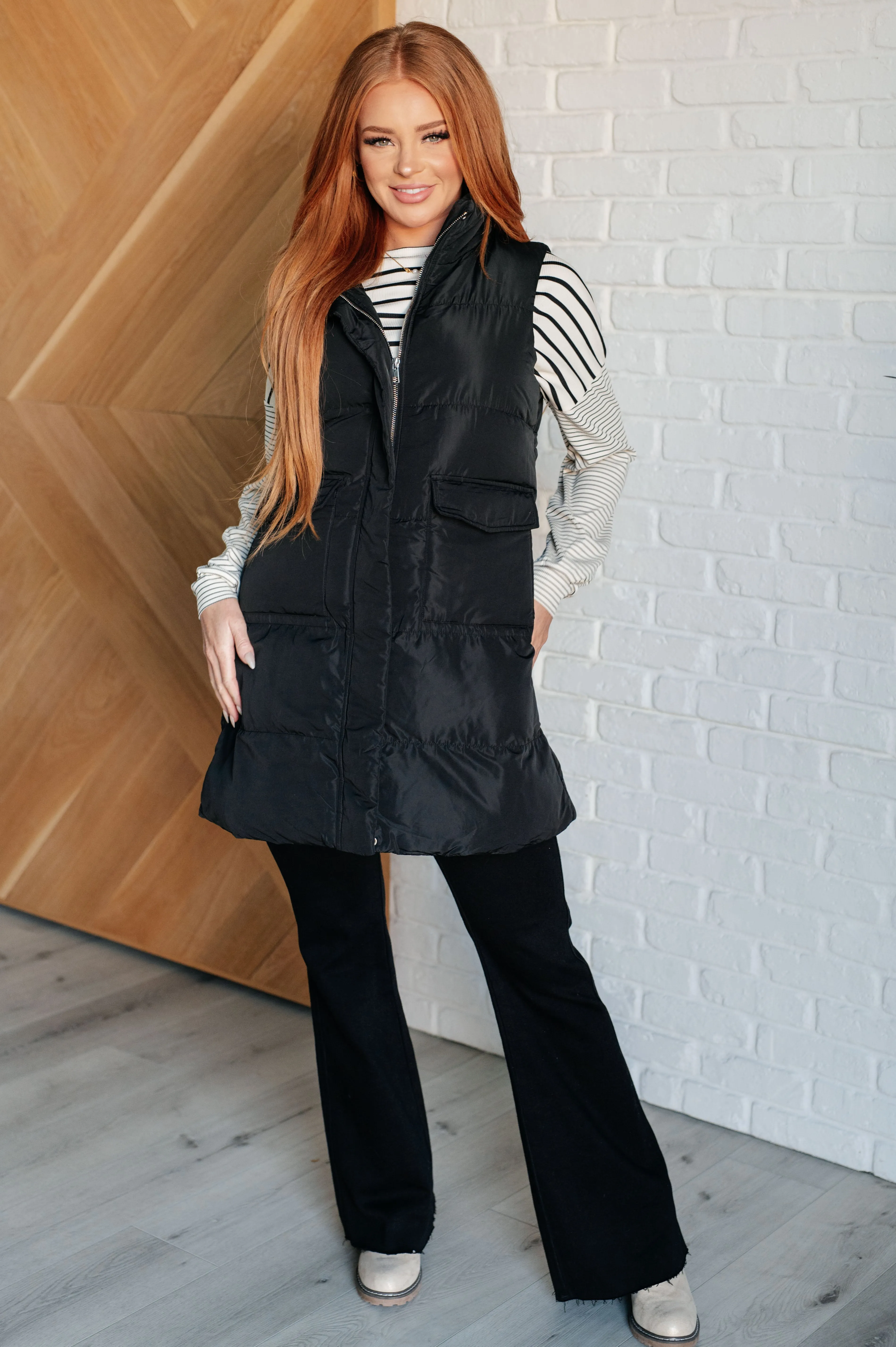 Cold and Calculated Longline Puffer Vest sold by Charming Charlie product image thumbnail 3