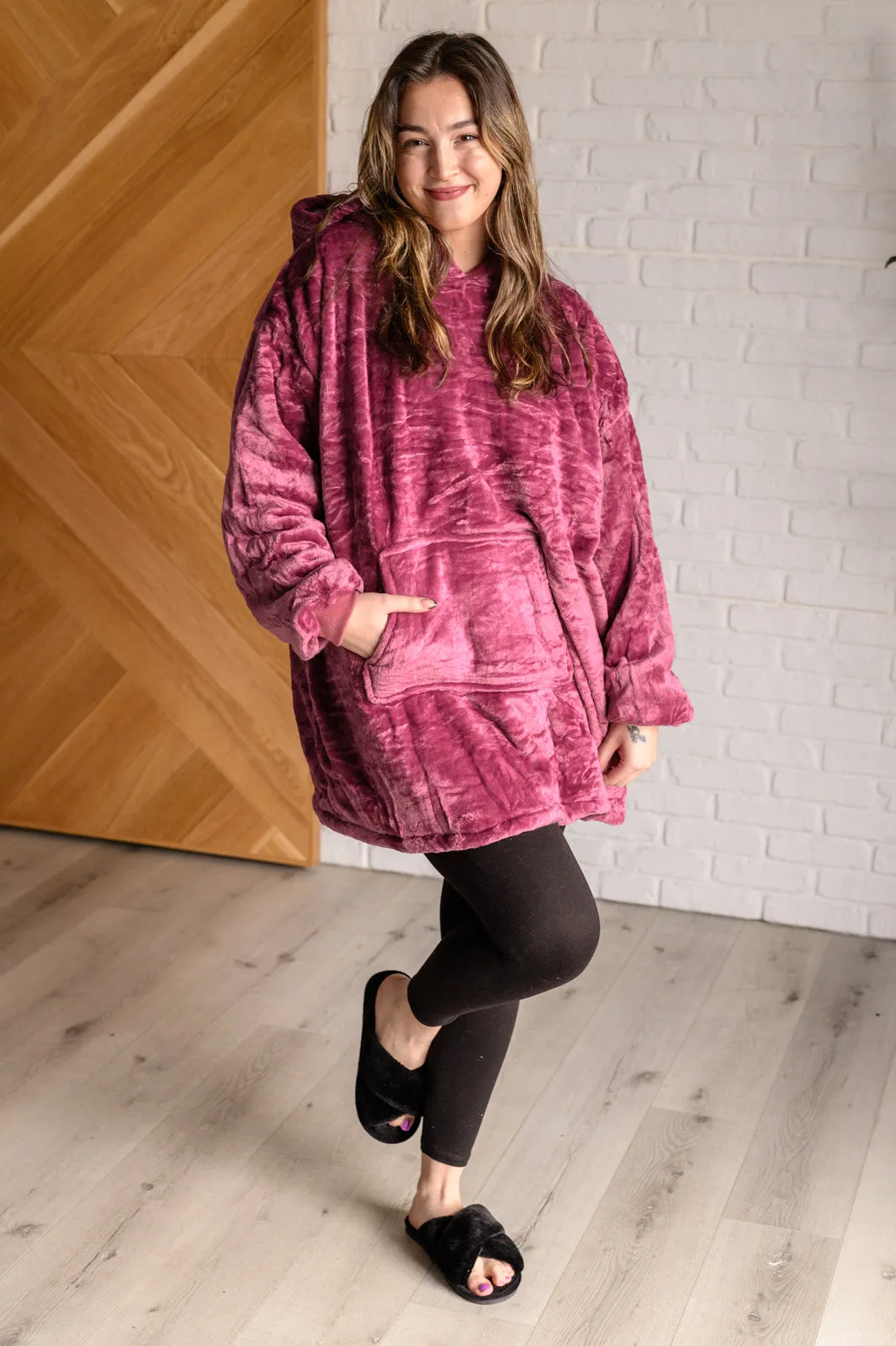 Oversized Velour Blanket Hoodie in Purple sold by Charming Charlie