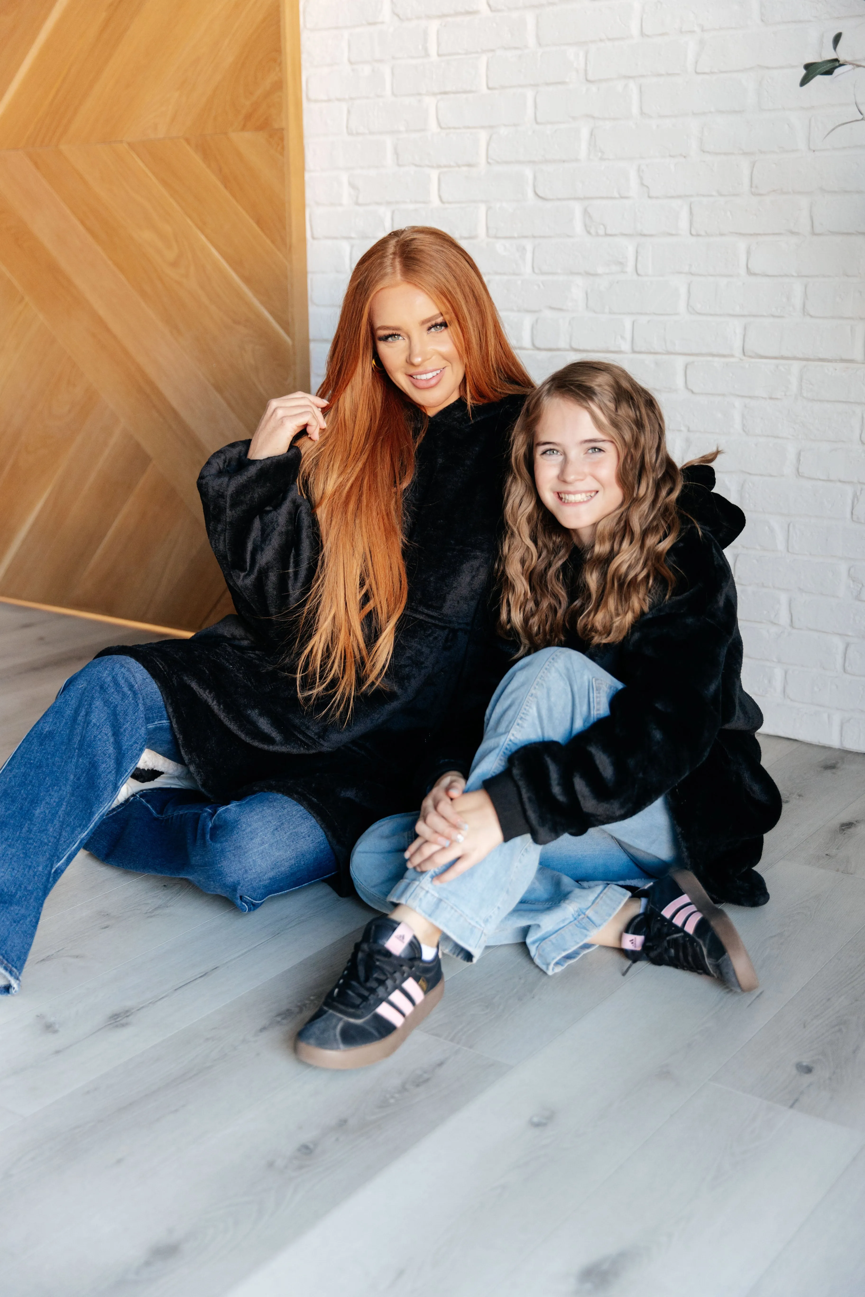 Oversized Velour Blanket Hoodie in Black sold by Charming Charlie product image thumbnail 2