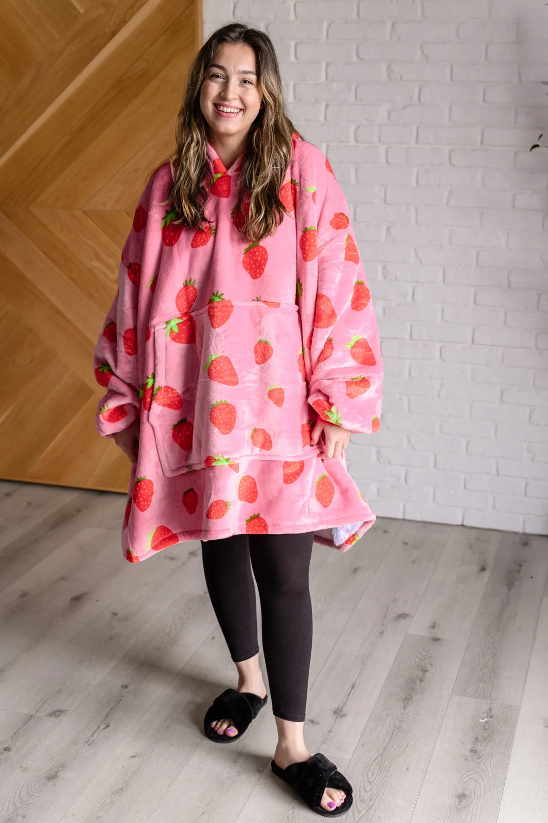 Oversized Blanket Hoodie in Strawberry sold by Charming Charlie