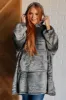 Oversized Velour Blanket Hoodie in Gray sold by Charming Charlie