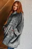 Oversized Velour Blanket Hoodie in Gray sold by Charming Charlie