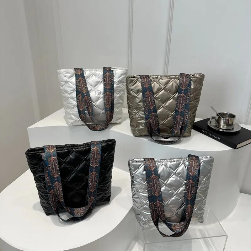 PU Leather Printed Strap Quilted Handbag sold by Charming Charlie