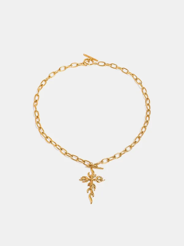 18K Gold-Plated Stainless Steel Cross Necklace sold by Charming Charlie