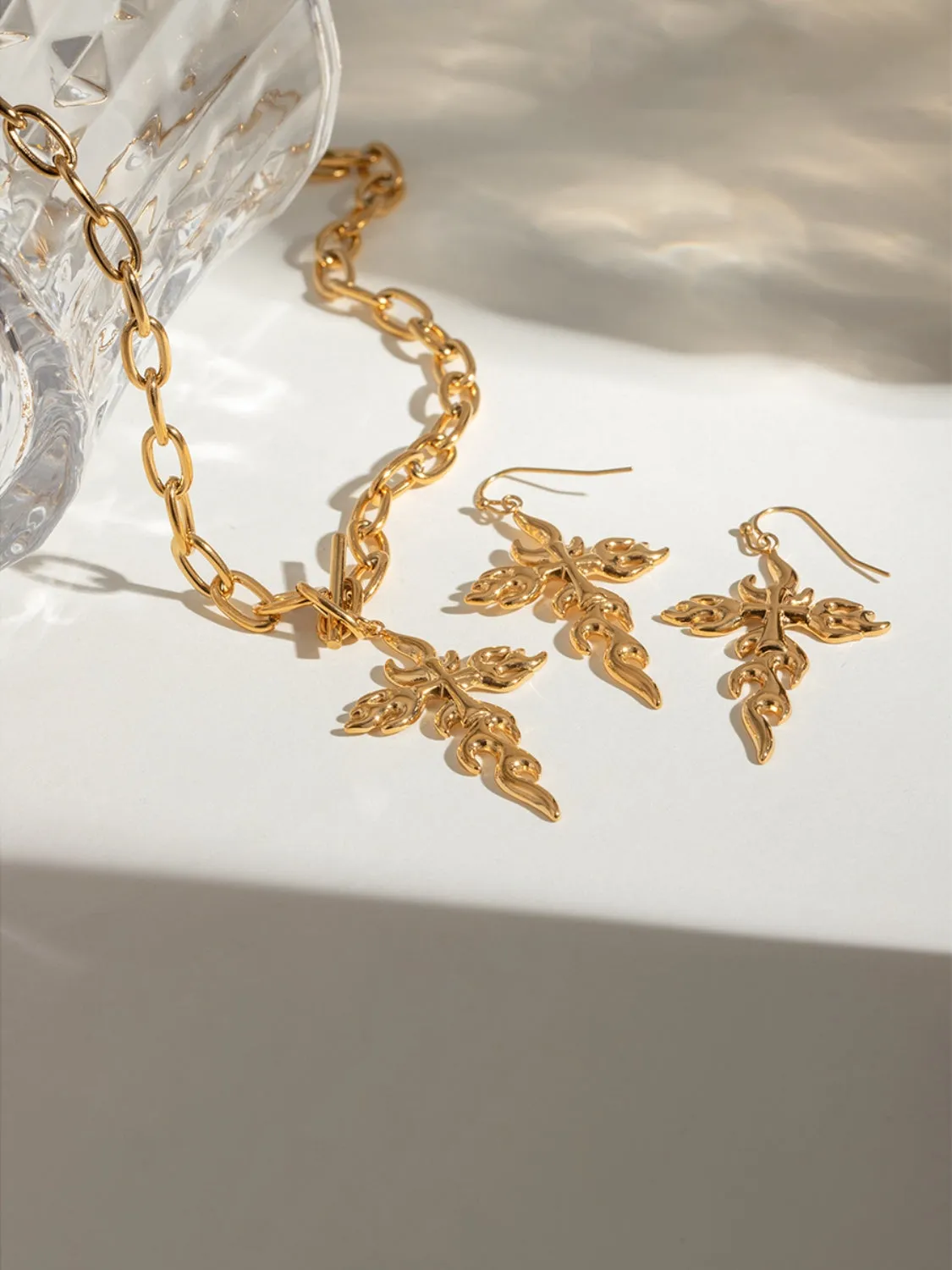 18K Gold-Plated Stainless Steel Cross Necklace sold by Charming Charlie product image thumbnail 3