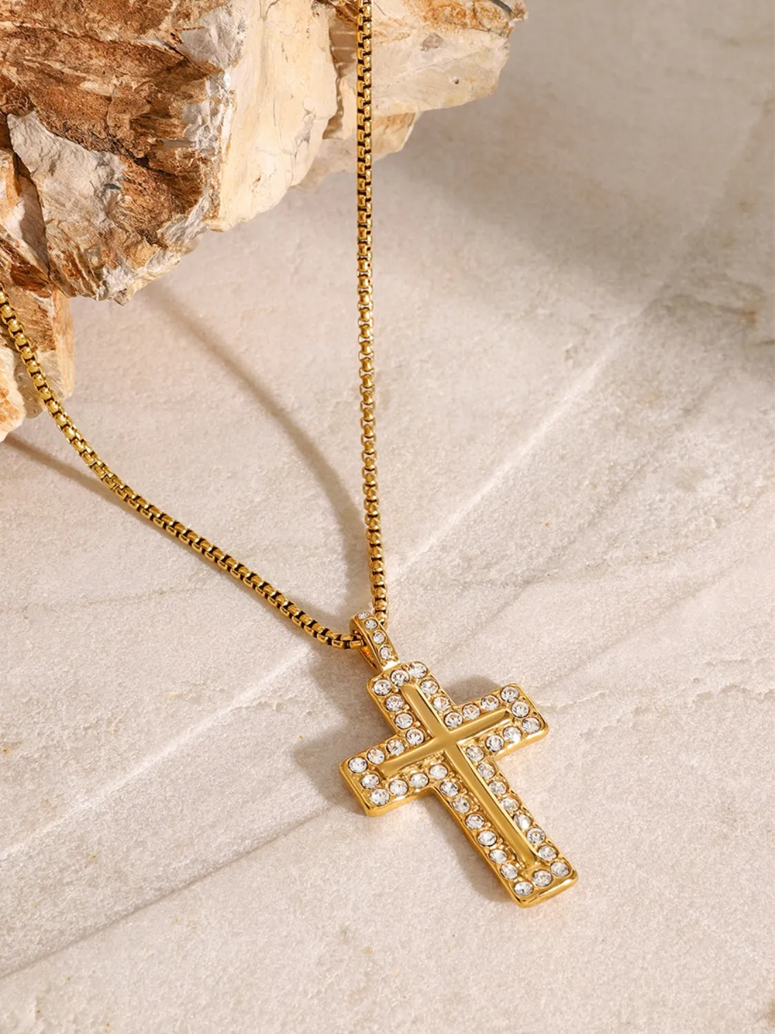 18K Gold-Plated Inlaid Zircon Cross Necklace sold by Charming Charlie