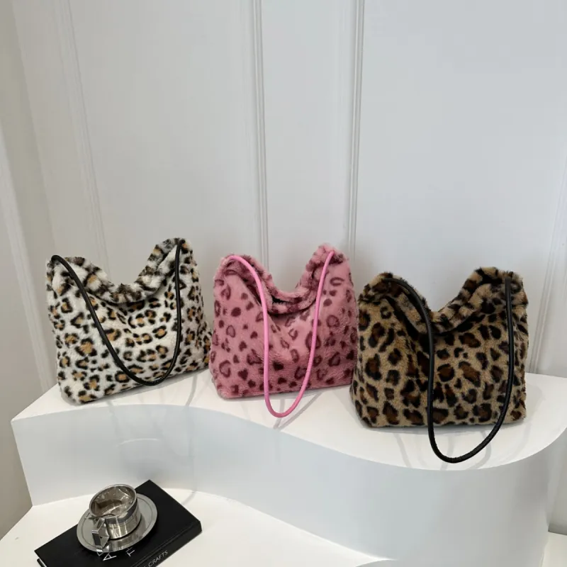 Leopard Furry Shoulder Bag sold by Charming Charlie