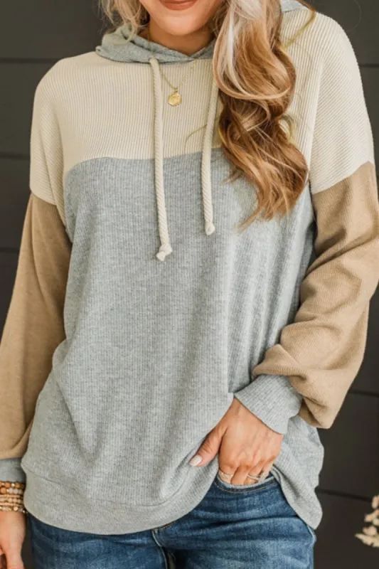 Drawstring Color Block Long Sleeve Hoodie sold by Charming Charlie