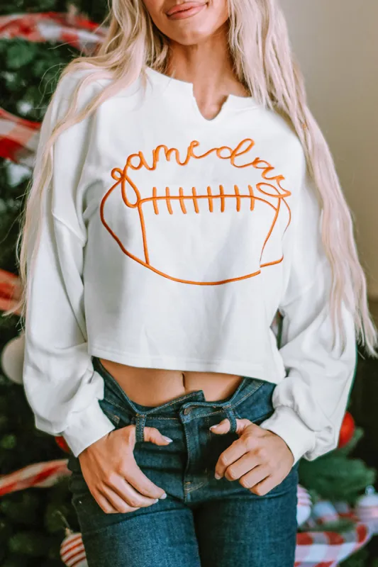 GAME DAY Football Notched Long Sleeve Sweatshirt sold by Charming Charlie