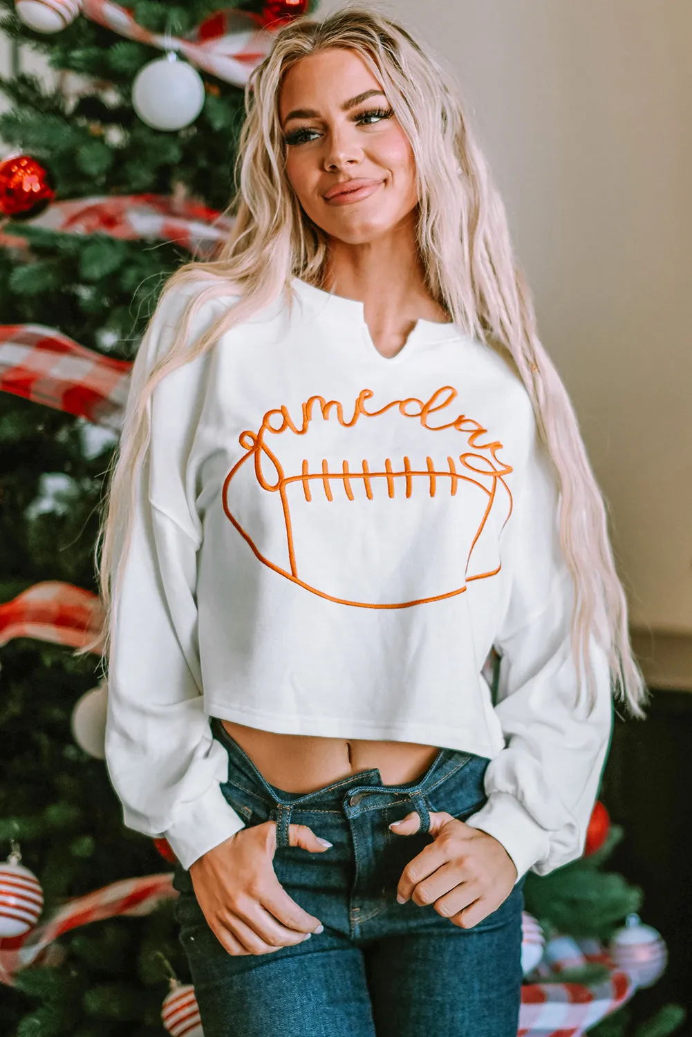 GAME DAY Football Notched Long Sleeve Sweatshirt sold by Charming Charlie product image thumbnail 2