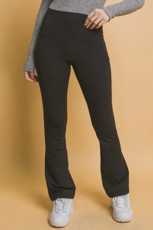 Love Tree High Waist Flare Active Leggings with Side Pockets sold by Charming Charlie