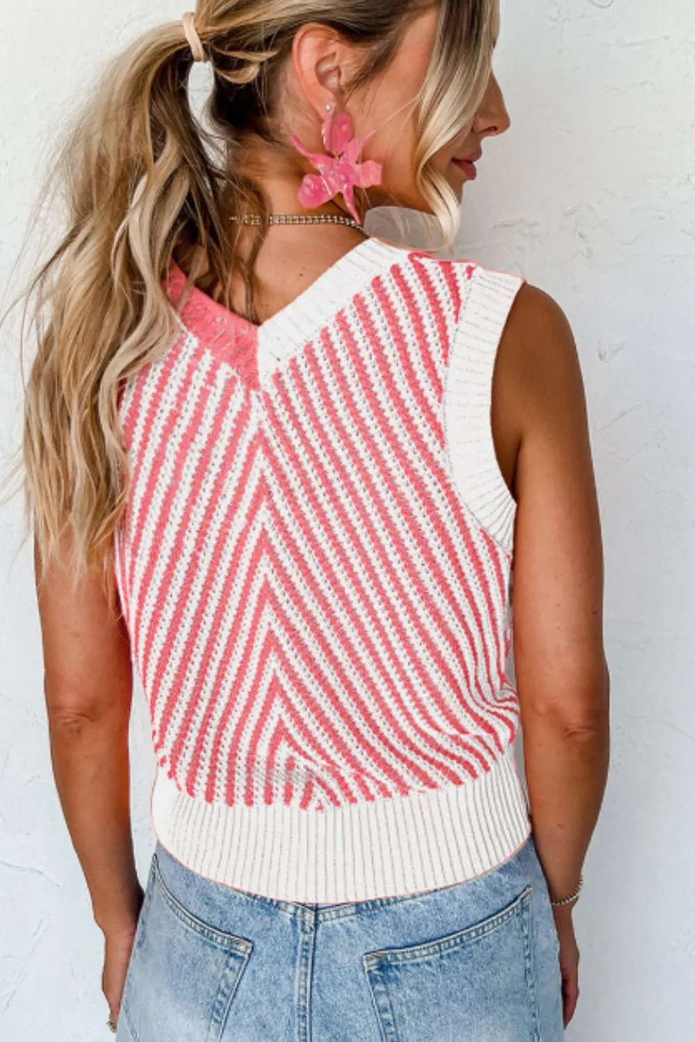 Striped Contrast V-Neck Sweater Vest sold by Charming Charlie product image thumbnail 5