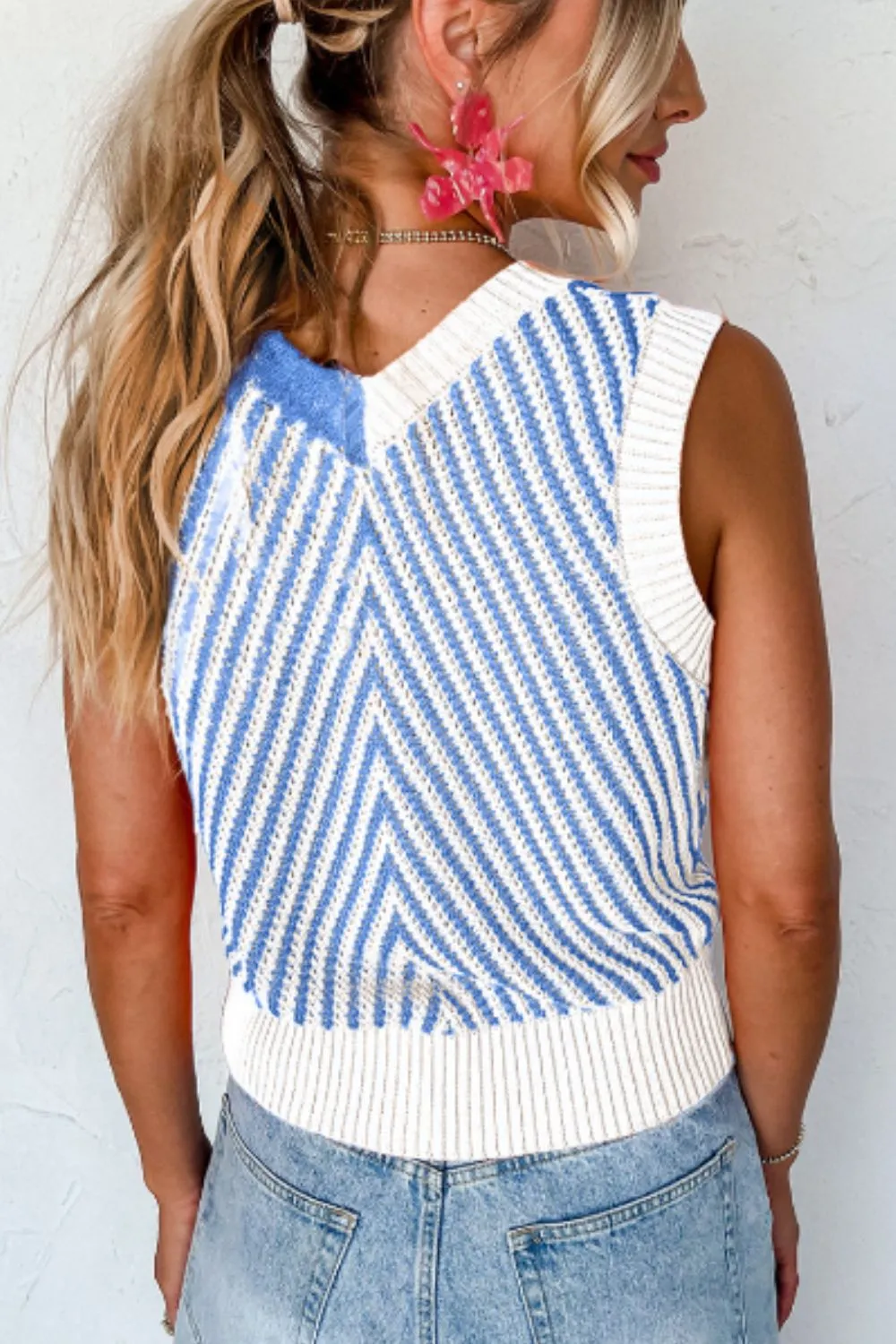 Striped Contrast V-Neck Sweater Vest sold by Charming Charlie product image thumbnail 3