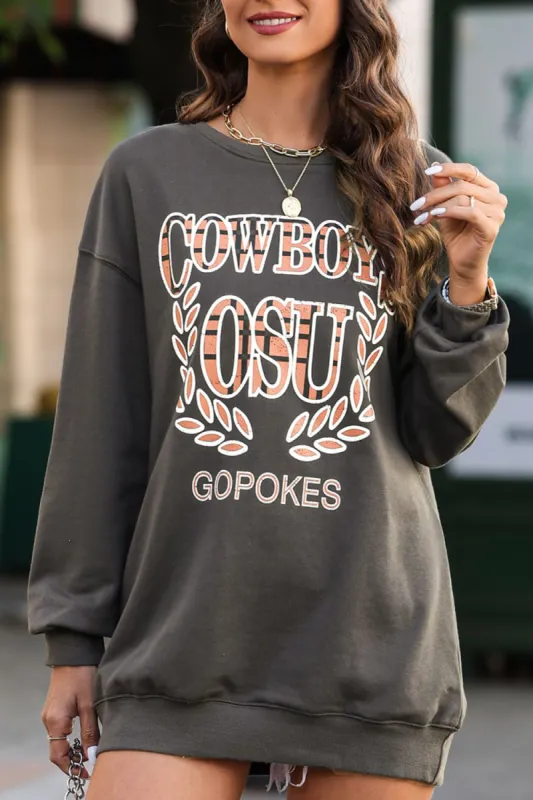 Letter Graphic Round Neck Long Sleeve Sweatshirt sold by Charming Charlie