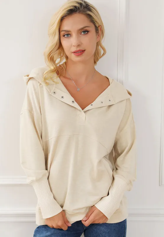 Quarter Snap Long Sleeve Hoodie sold by Charming Charlie product image thumbnail 2