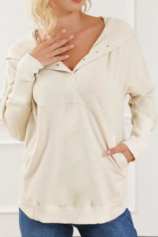 Quarter Snap Long Sleeve Hoodie sold by Charming Charlie